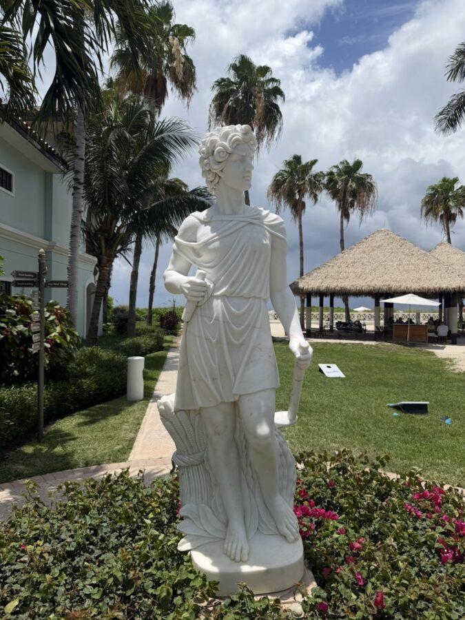 A Greek statue in the Italian area of Beaches Turks and Caicos. 