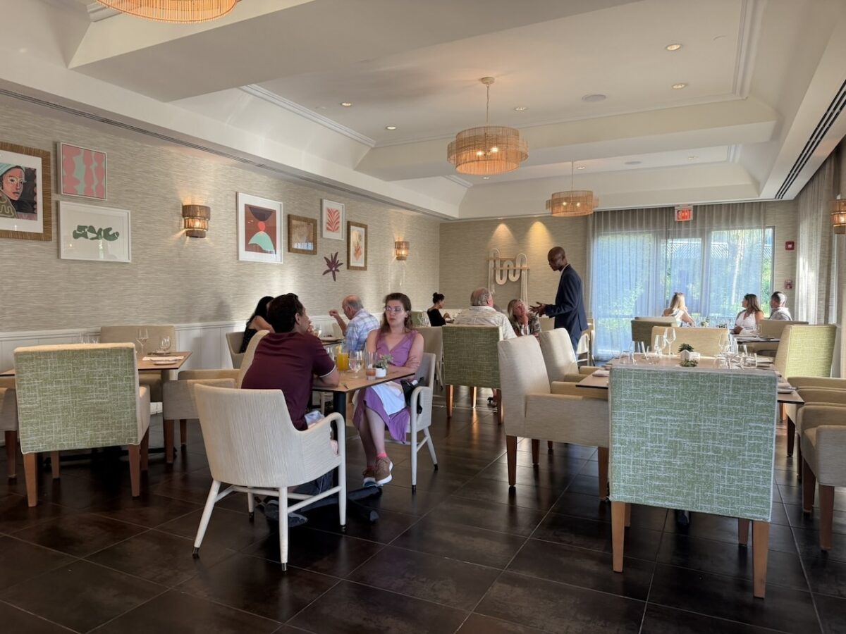 Inside seating at Sapodilla’s restaurant