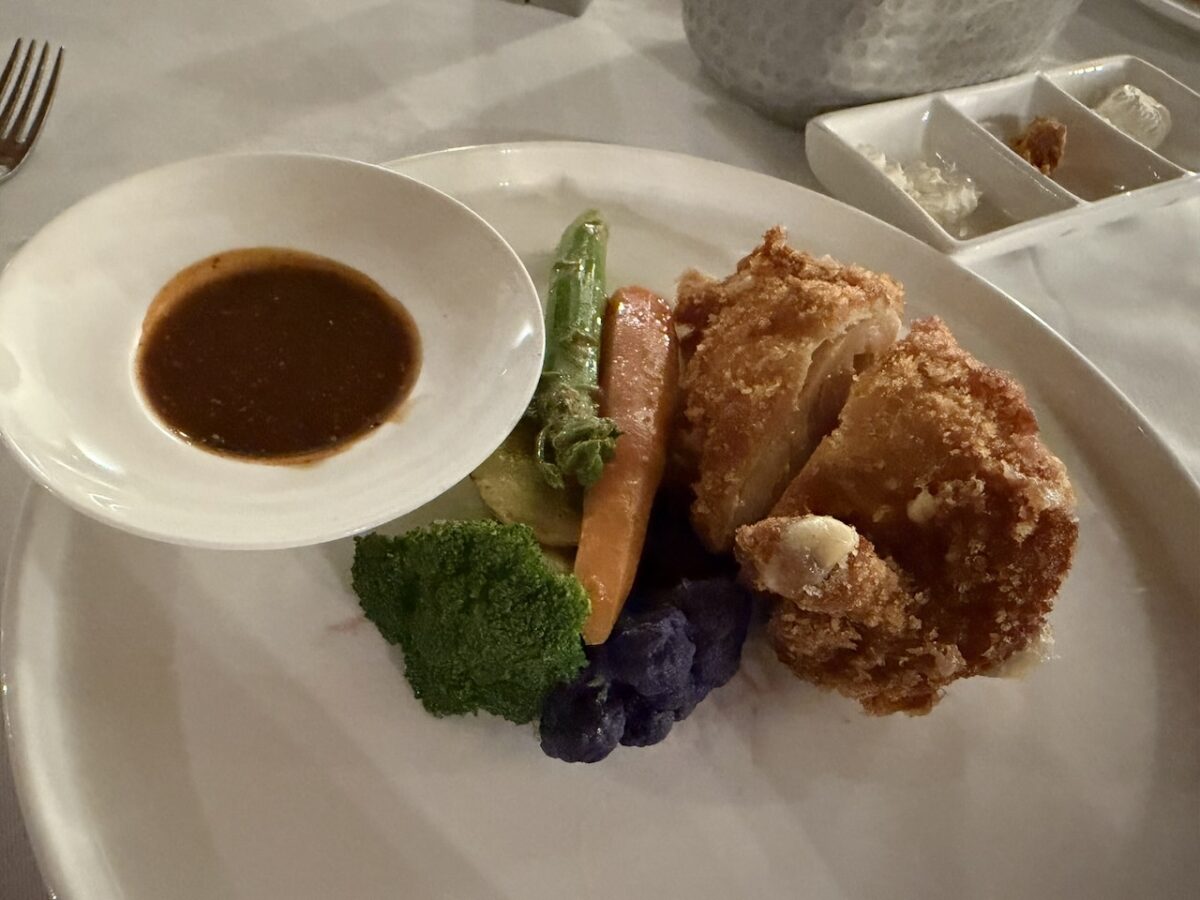 Chicken cordon bleu at Le Petit Chateau restaurant. 