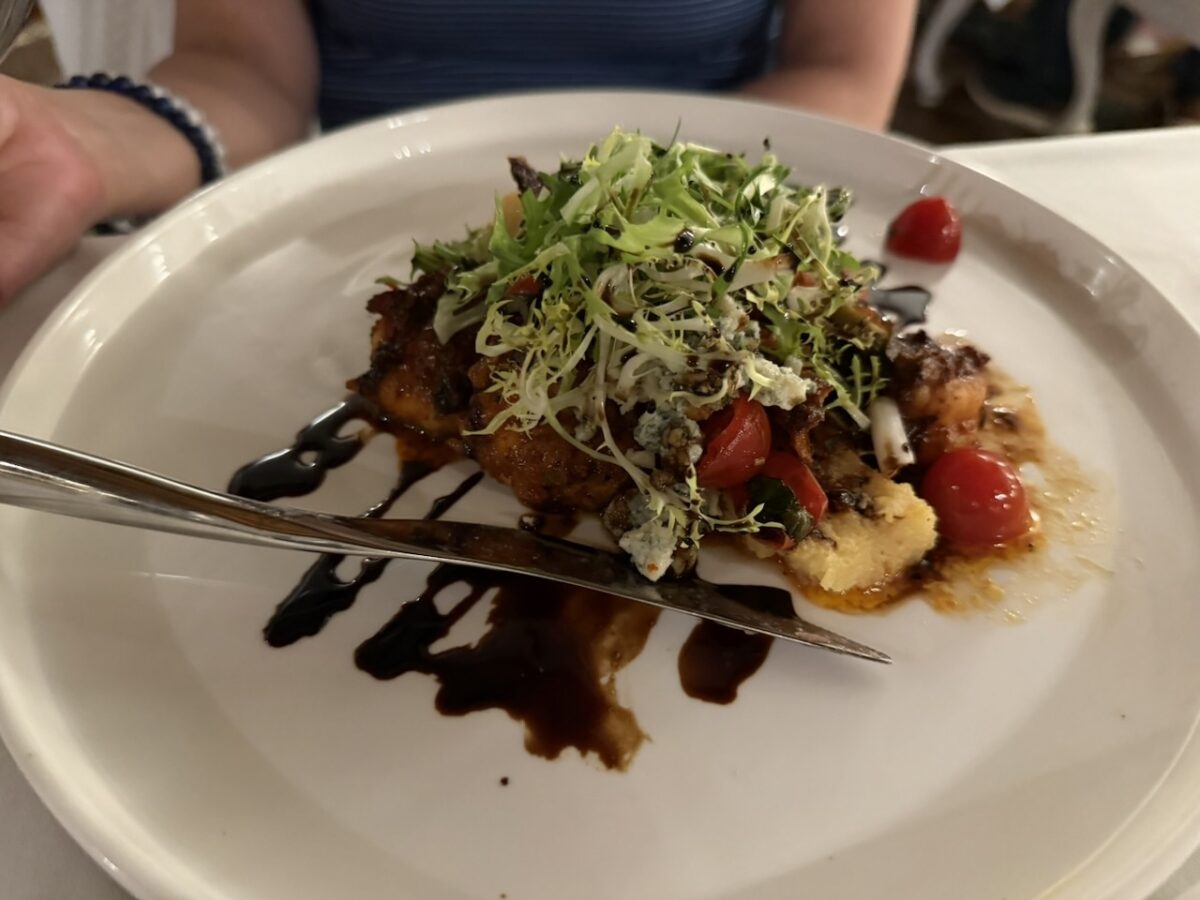 One of the meals at La Petite Chateau restaurant 