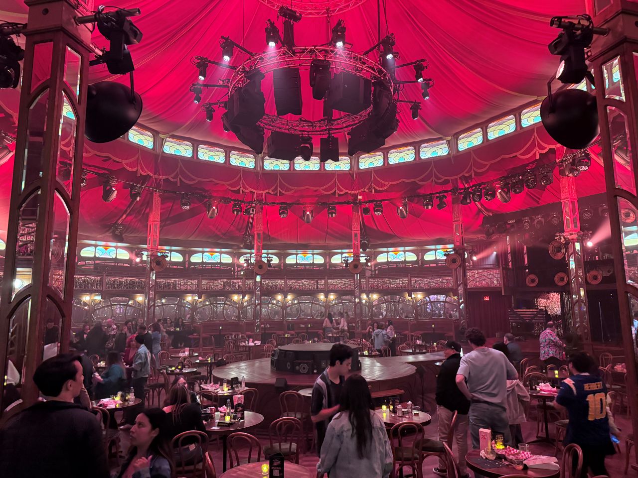 CineVita For The Record Spiegeltent mirrored tent venue with round stage