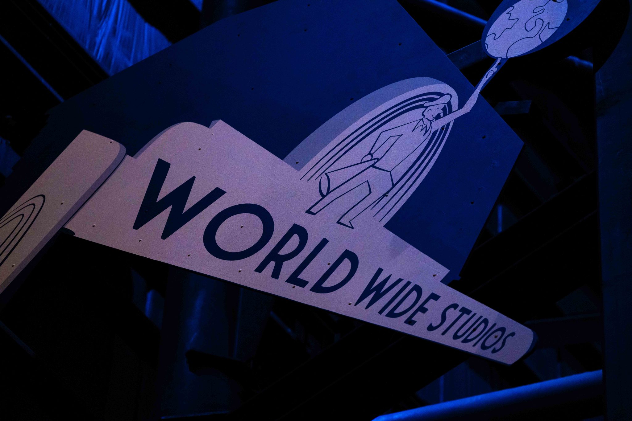 A World Wide Studios sign on the muppets coaster