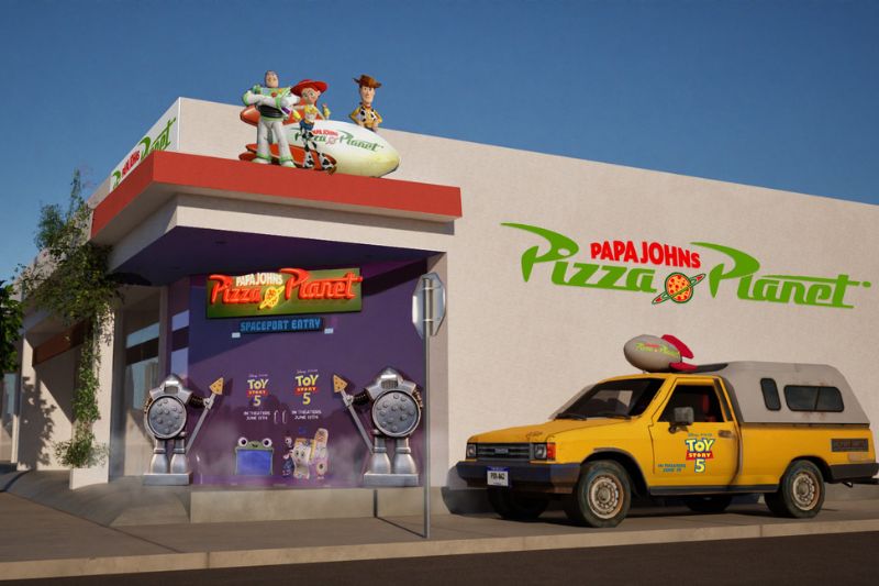 pizza planet pop up papa john's concept art with toy story characters