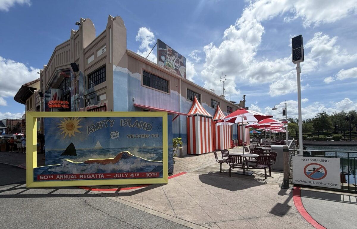 Amity island Photo opportunity near Jaws themed restaurant at Universal Studios Florida 