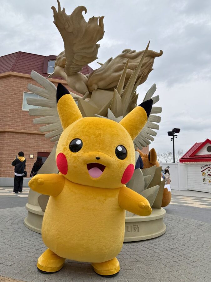 Pikachu character greeting at Sedge Town