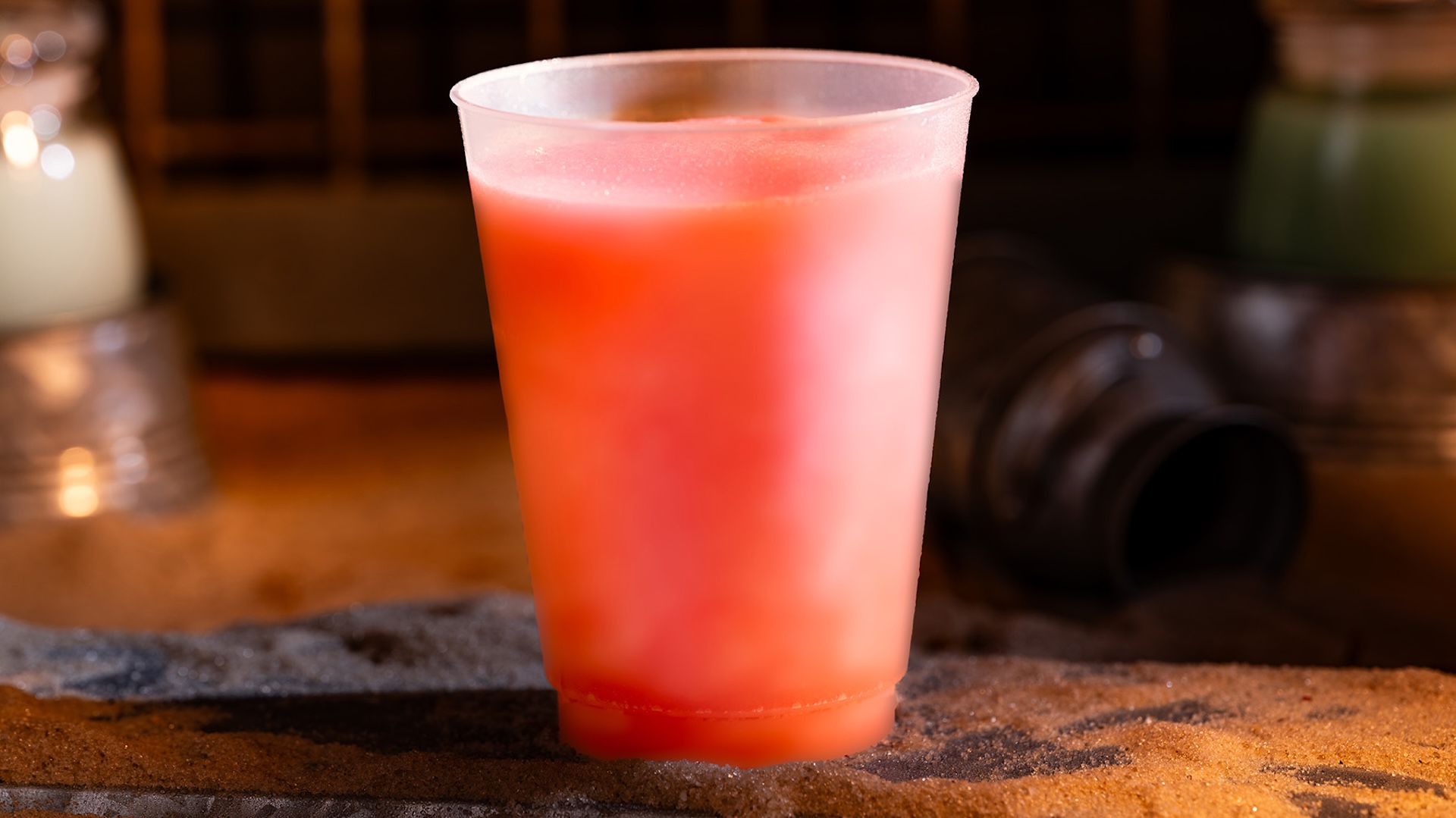 Pink Milk in clear cup