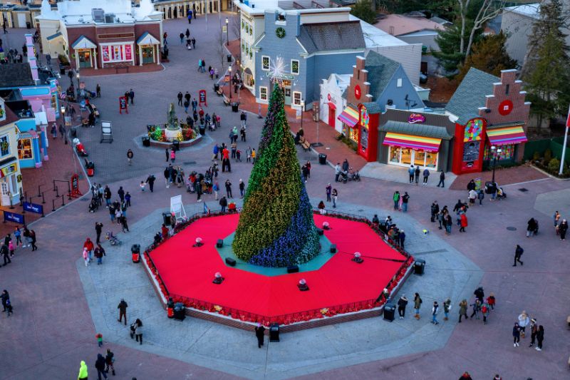 Six Flags Great Adventure Holiday in the Park Christmas Tree in the center
