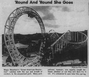 The Great America Revolution Coaster newspaper clipping - Courtesy of Six Flags