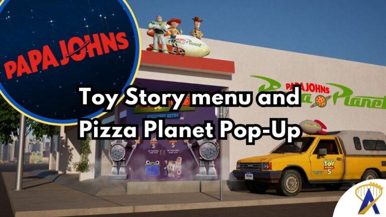 Papa John's pizza planet and toy story menu graphics