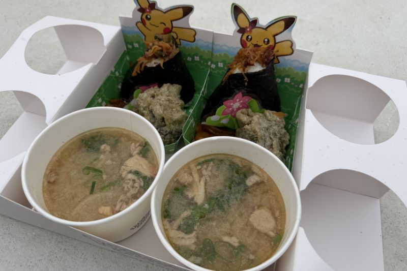 soup combo food at PokéPark Kanto with Pikachu packaging 