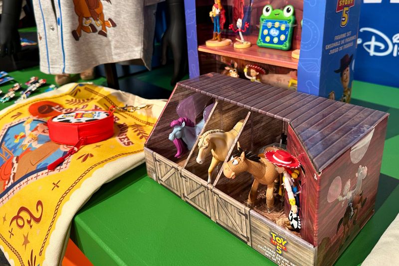 toy story 5 merchandise on display table