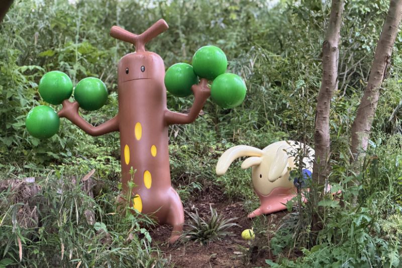 two figures on the ground at Pokémon Forest at PokéPark Kanto