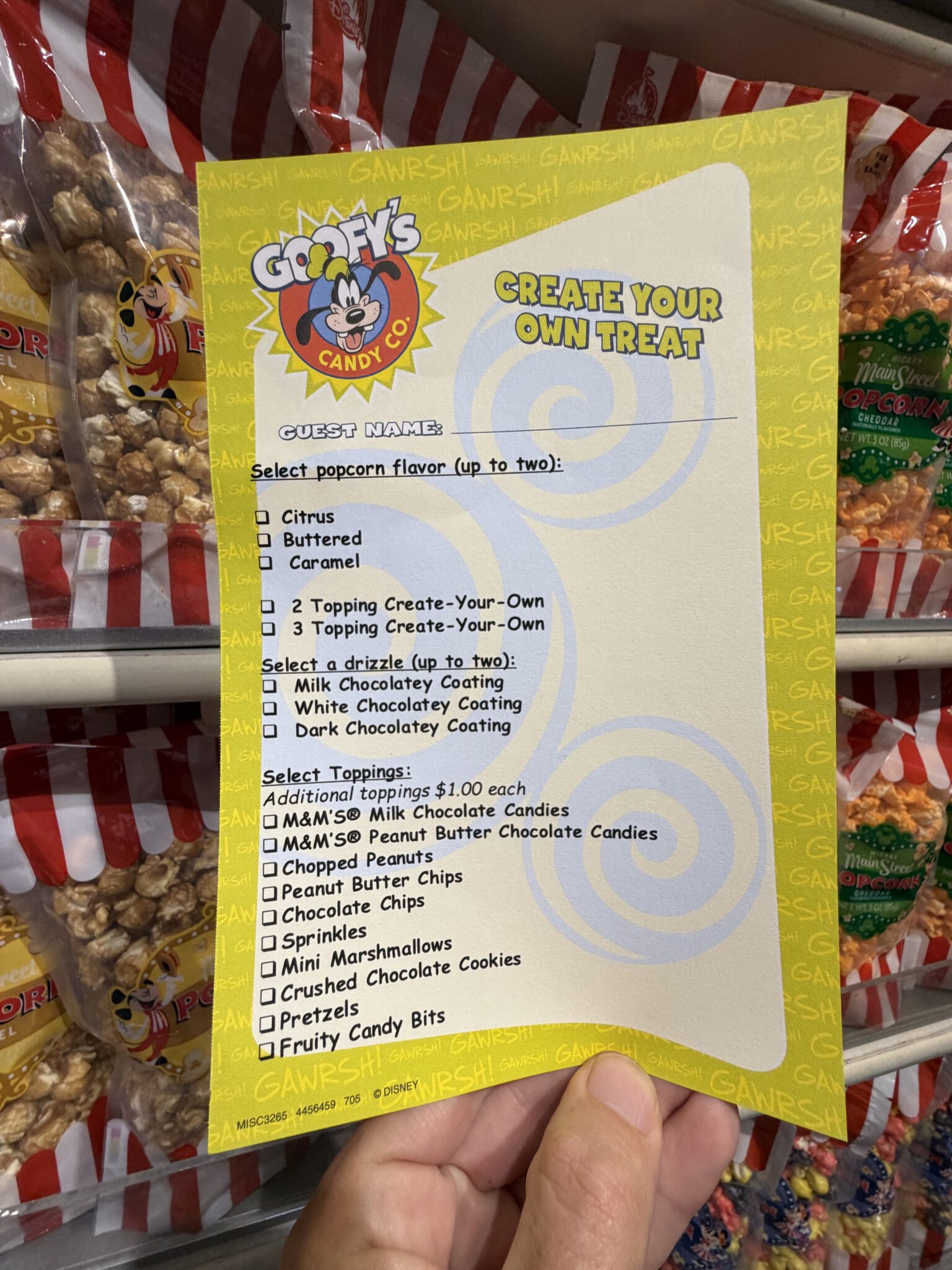 Goofy Candy Co. Popcorn sheet