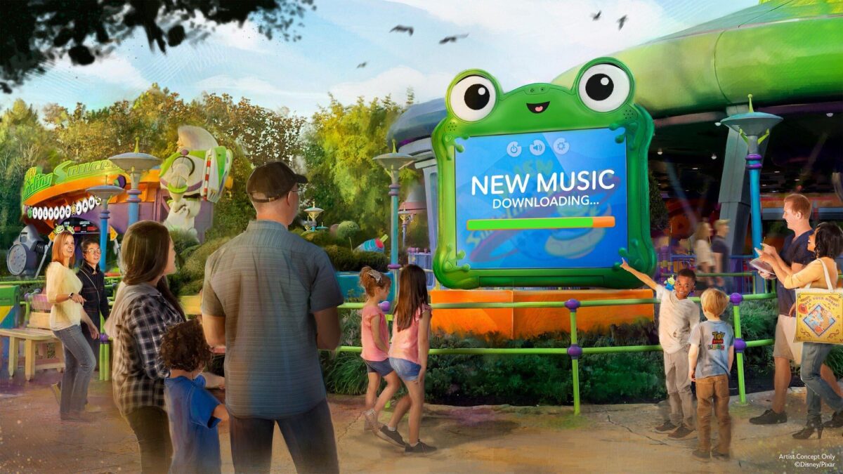 Lily Pad coming to Toy Story Land at Disney's Hollywood Studios in front of Alien Swirling Saucers attraction concept art