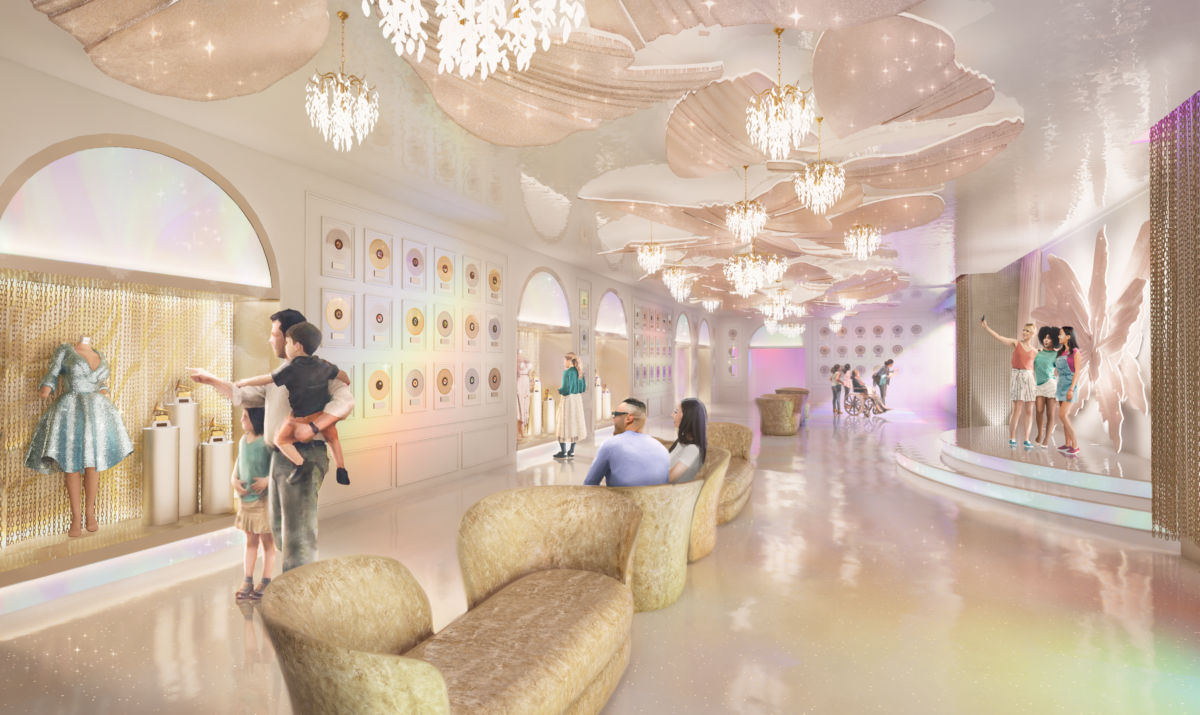 Concept Art of a Display in Dolly’s Life of Many Colors Museum