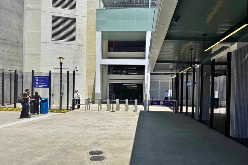 Exit after bag scanner at Universal Studios Hollywood and CityWalk