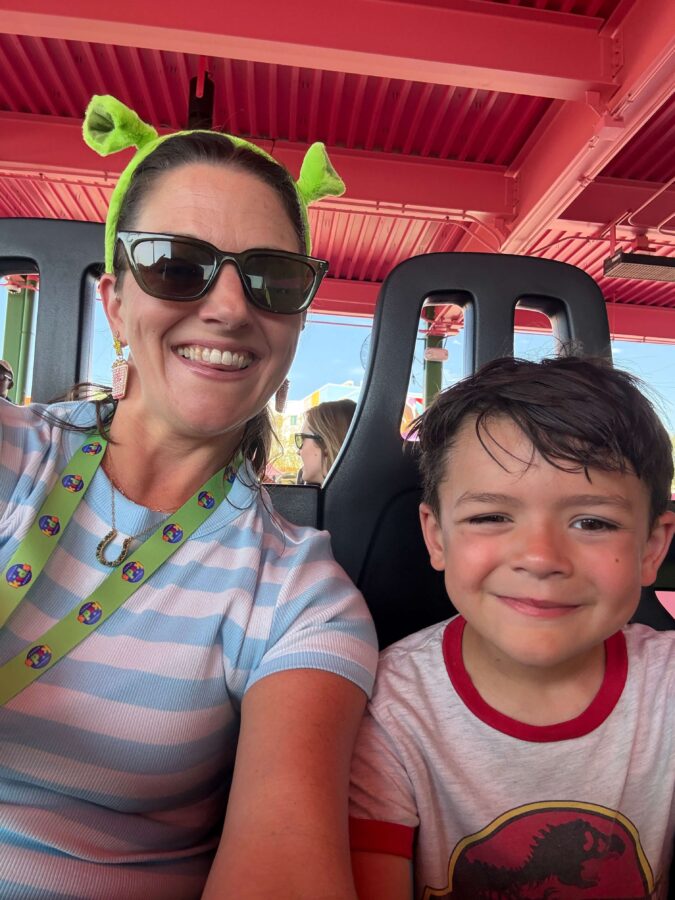 Tarah Chieffi and son selfie photo on Rhonda's Trollsfest Express coaster