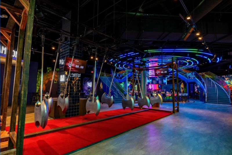 First Floor at Level99 at Disney Springs with abr and axe game