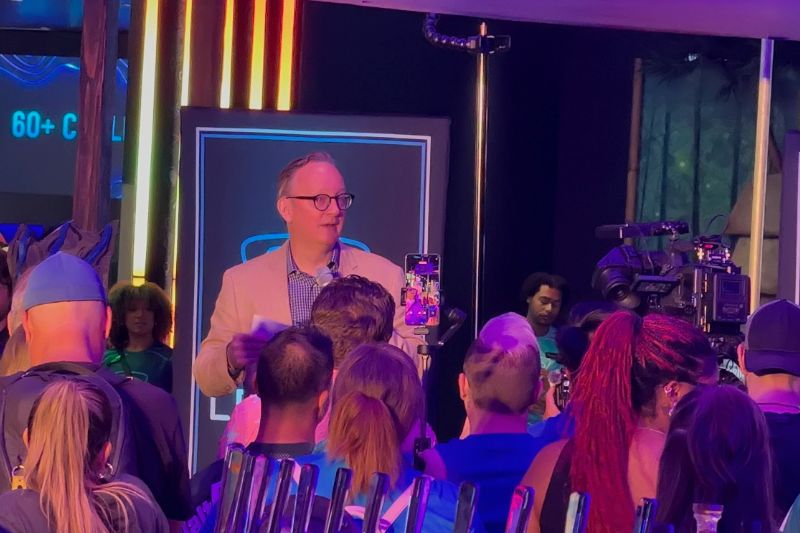 Level99 CEO and founder Matthew DuPlessie speaks to media crowd during preview