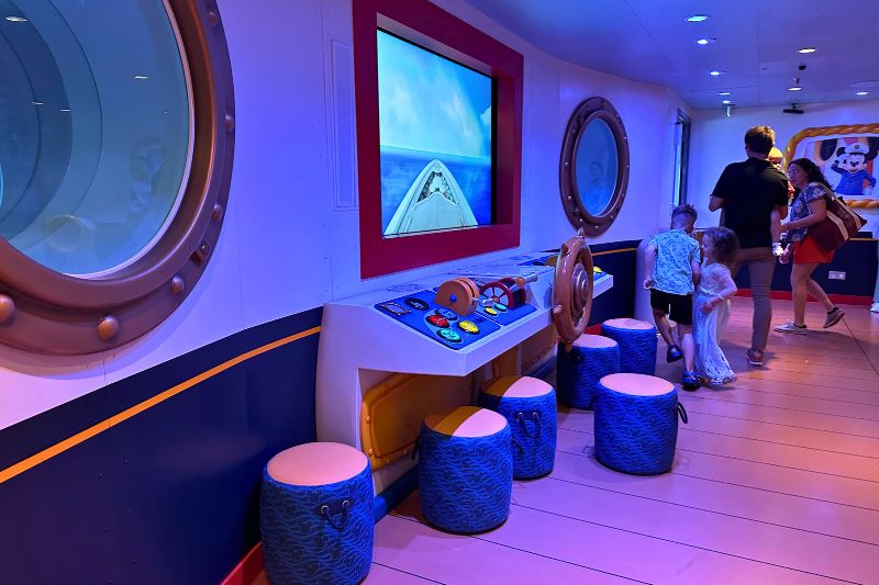toddler time Mickey and Minnie Captain Deck Oceaneer Club ship steering station
