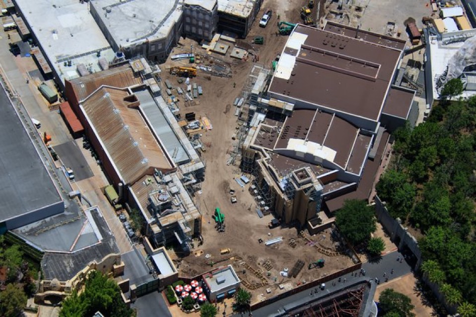 Aerial view of buildings in Monstropolis 