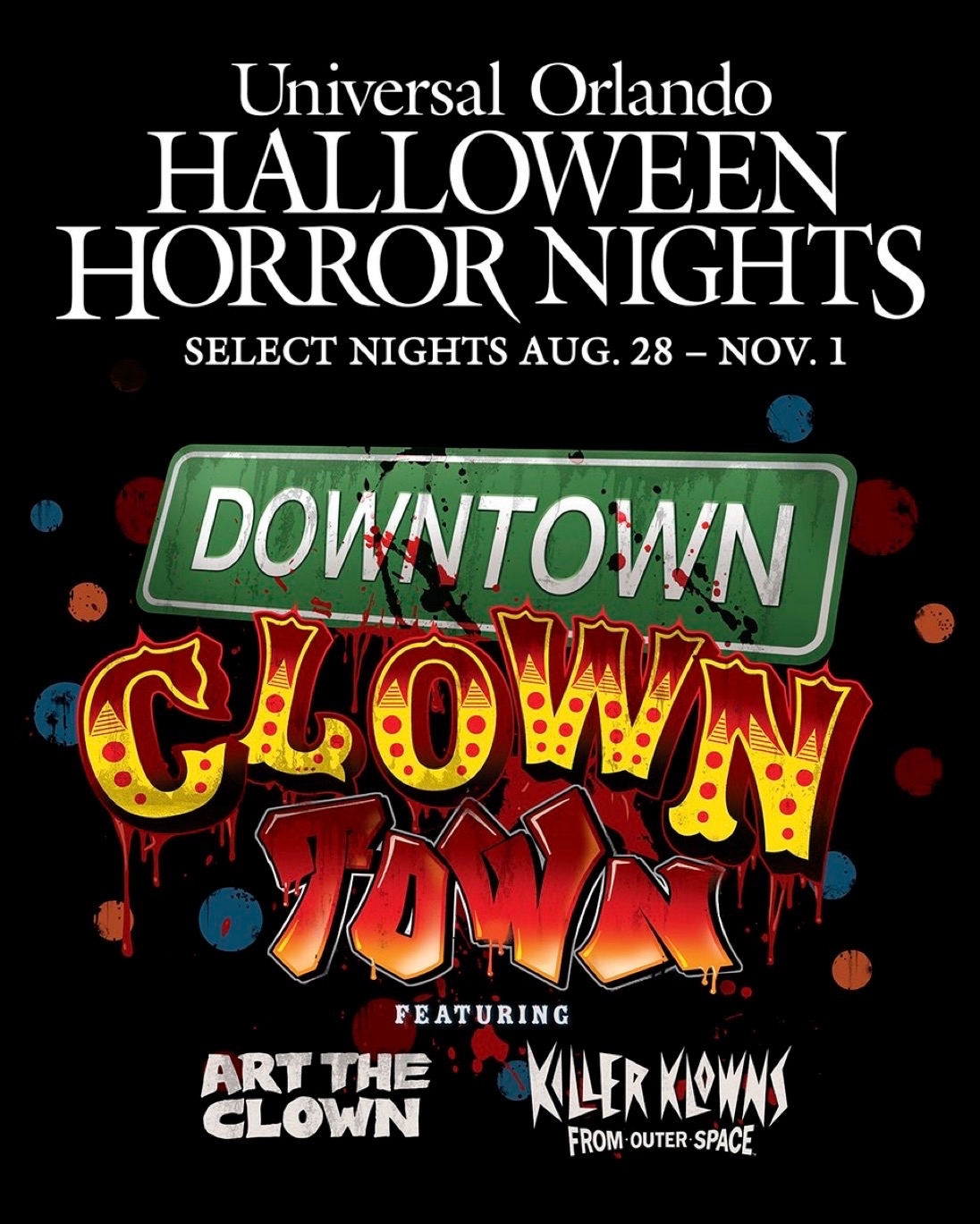 Downtown Clown Town HHN graphic