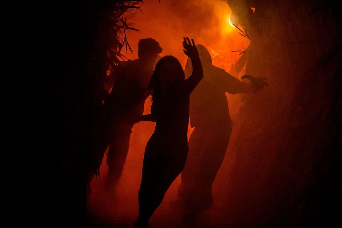 Marketing photo of dimly list scare zone during Fright Fest