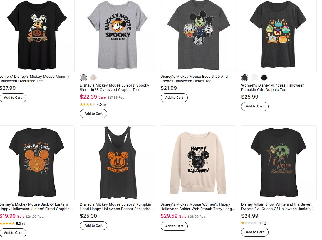 Halloween Disney collection Kohls