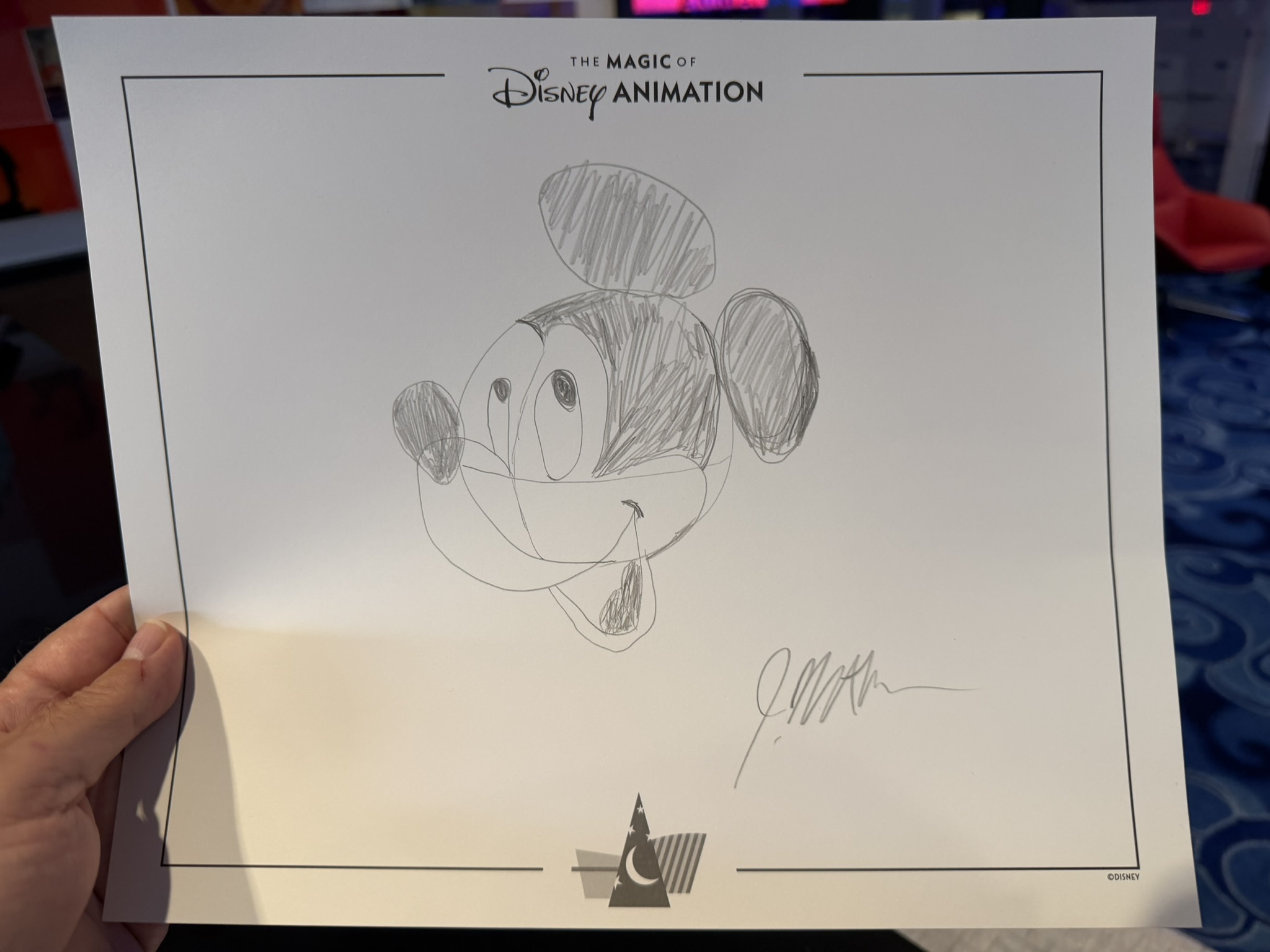 Olaf Draws! Mickey Mouse drawing completed by audience member