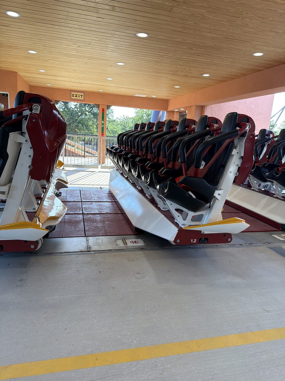 Tormenta coaster train profile view at Six Flags Over Texas 