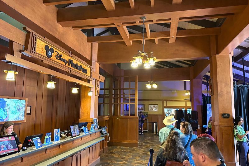 Waiting in line for interactive Disney PhotoPass studio at Disney Springs 