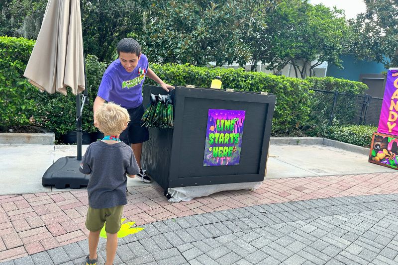 boy trick or treats at legoland halloween