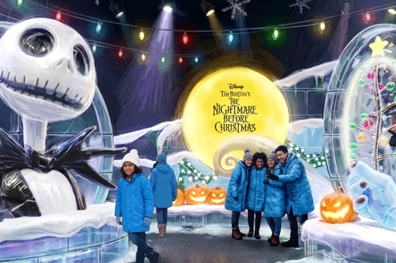 rendering of concept nightmare before christmas ice sculptures zoomed in