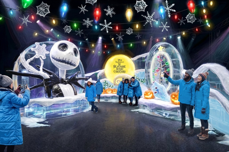 rendering of concept nightmare before christmas ice sculptures