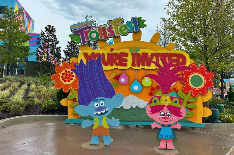 TrollsFest entrance sign Universal Kids Resort Texas