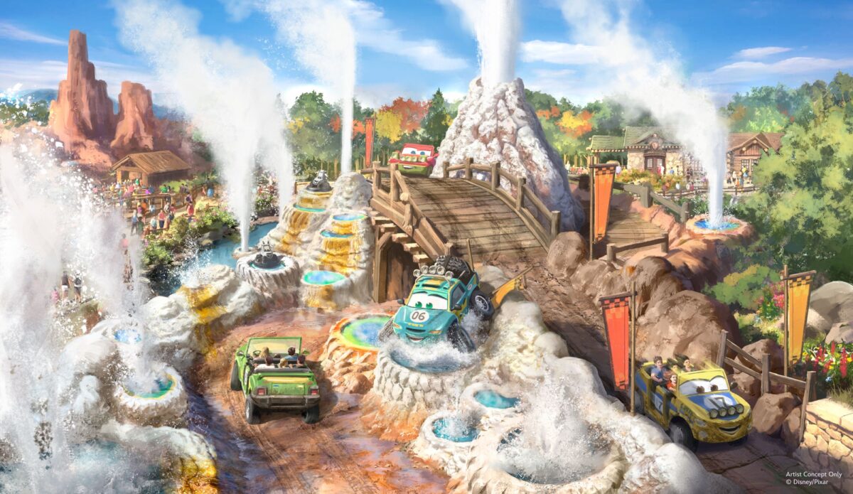Piston Peak Rally Racers concept art with geysers