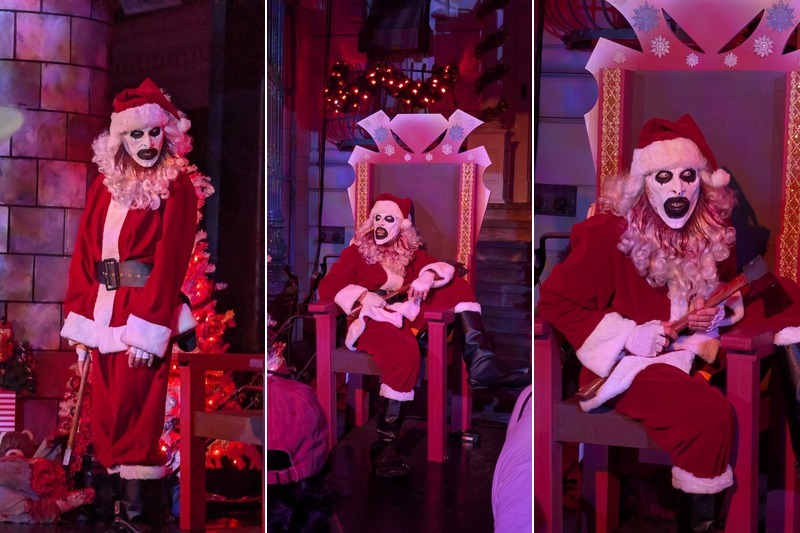 Art the Clown appeared in the Downtown ClownTown scare zone on stage in his santa costume