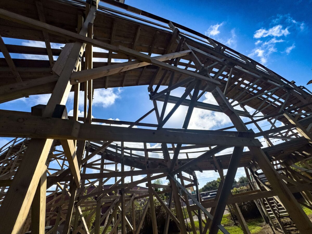 Bank turn on wooden coaster Legoland Florida Coastersaurus