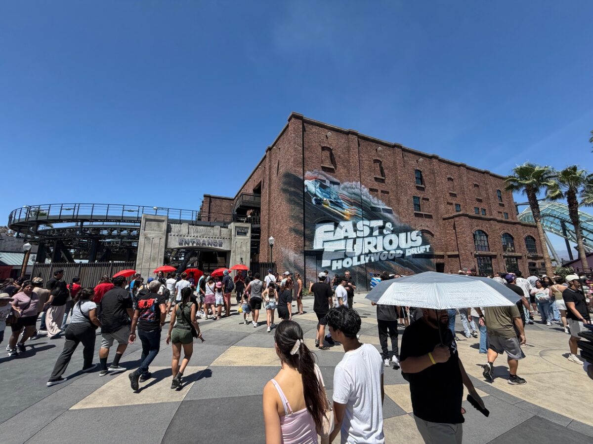 Fast & Furious Hollywood Drift in Universal Studios Hollywood ride entrance -