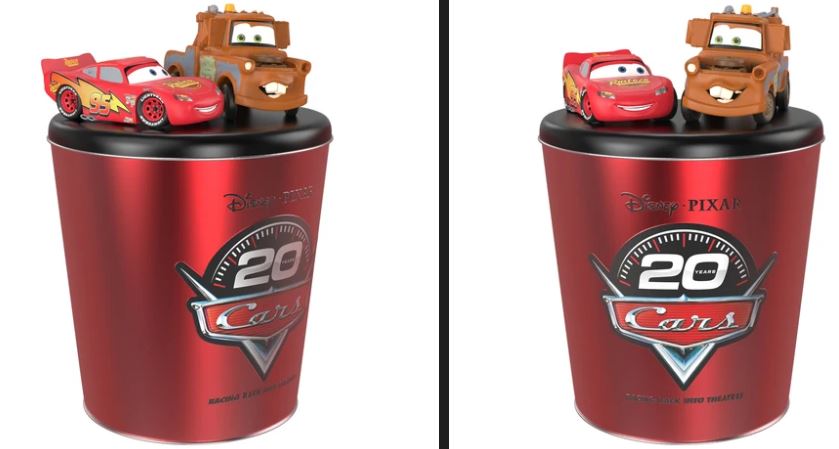Lightning McQueen and Mater popcorn bucket.

