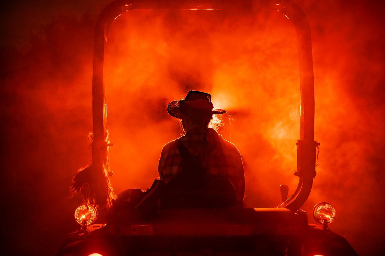 A monster drives a trailer into the Los Angeles Haunted Hayride.