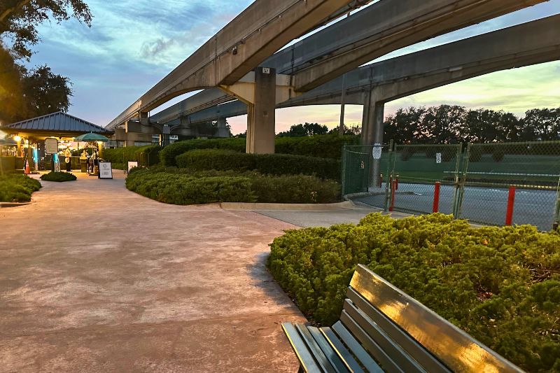 Walkway from Contemporary to Magic Kingdom during sunset