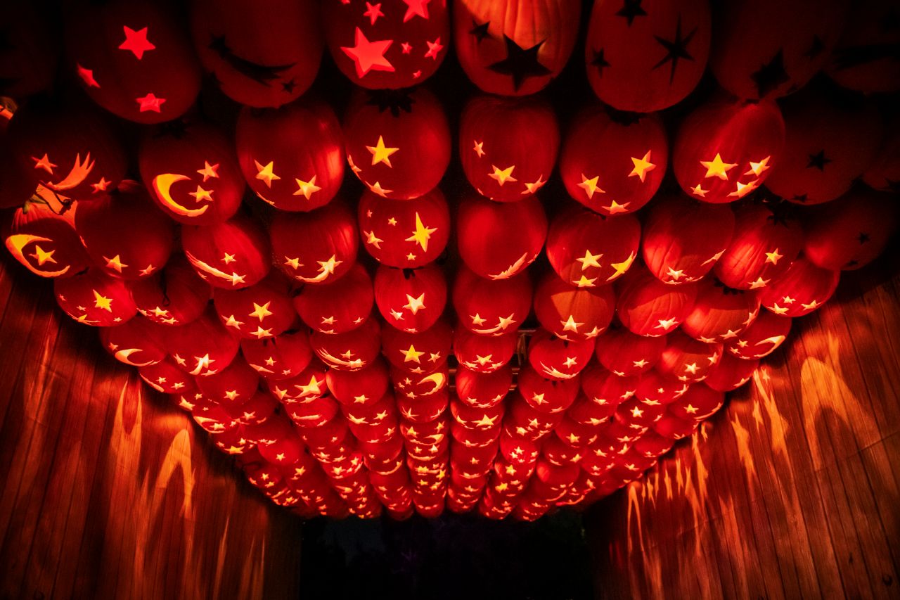 Carved pumpkins fill the sky at Magic of the Jack O'Lanterns.
