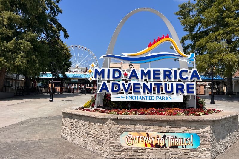 Mid America Adventure - Arch Monument Sign at entrance to the park