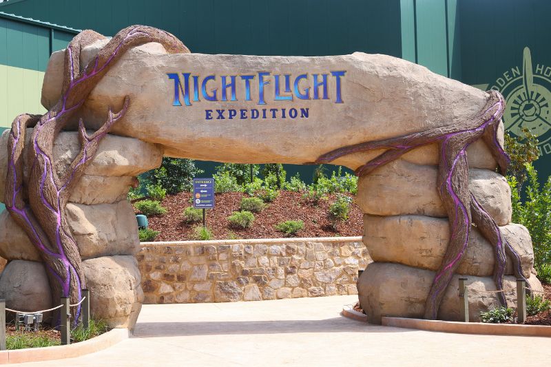 NightFlight Expedition entrance sign and arch