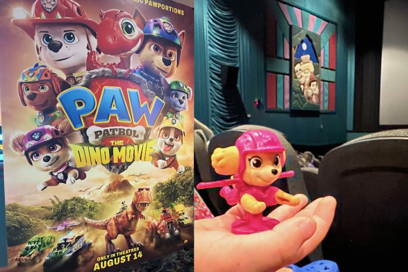 Paw Patrol The Dino Movie promotional poster for review and Sky toy - Photo by Dani Meyering
