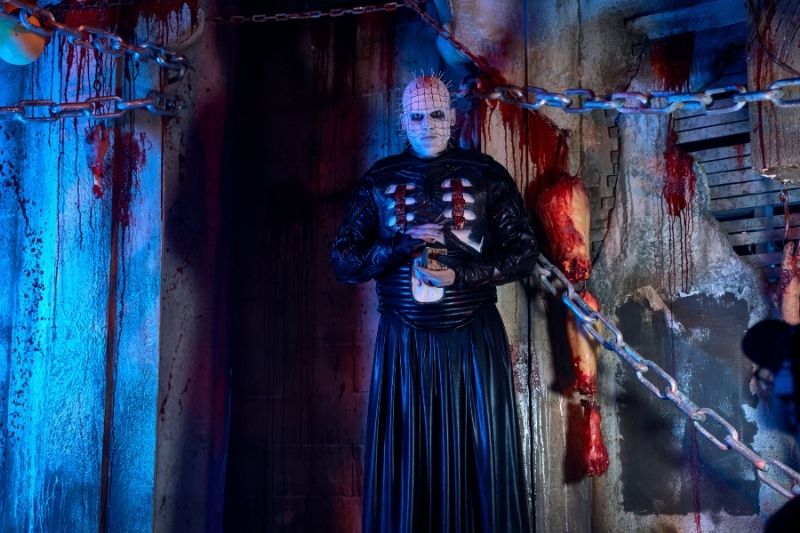 Pinhead character in Hellraiser Halloween Horror Nights house 