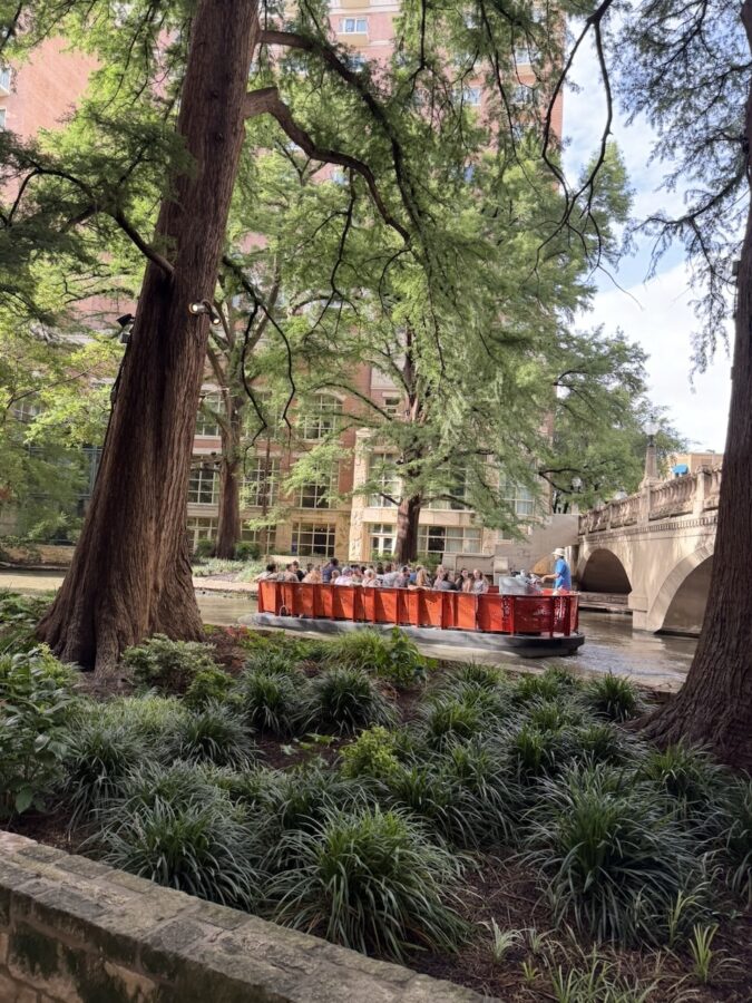 San Antonio Riverwalk boat tour on the water