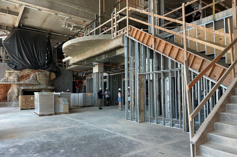 Silver Dollar City Resort ground floor fire place and stairs under construction 