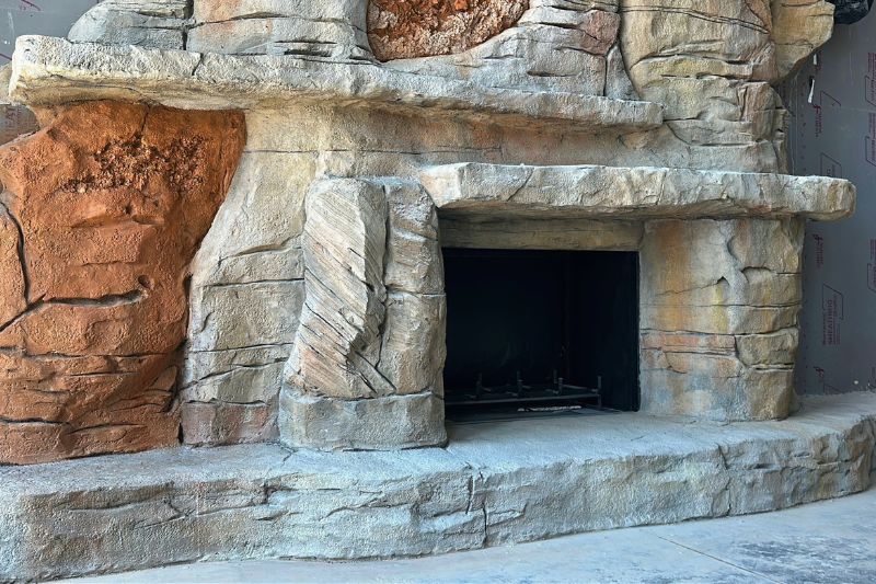 Silver Dollar City Resort ground floor fire place under construction